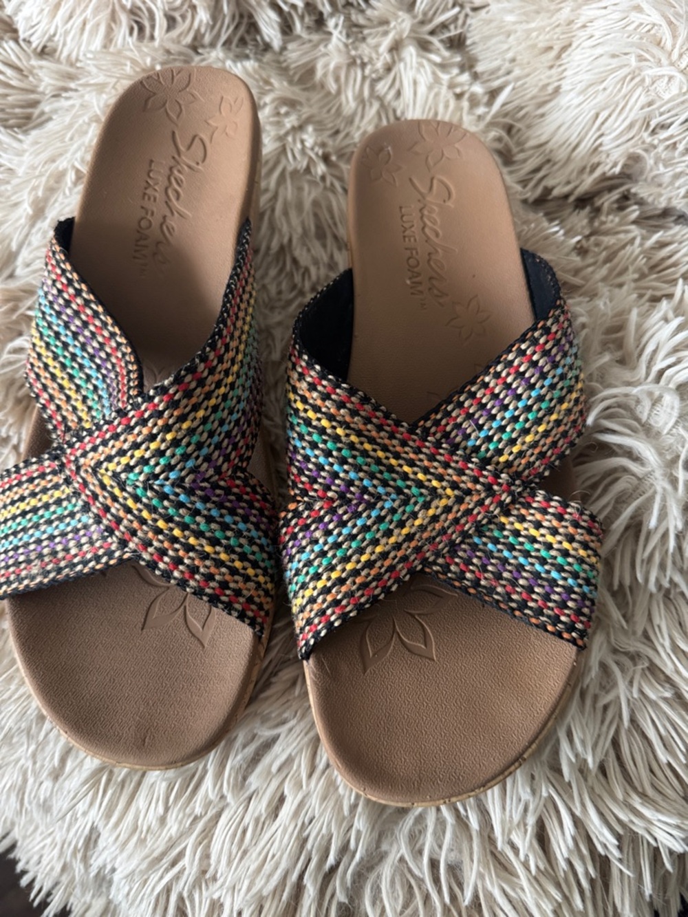Skechers Multicolor Woven Crossband Wedge Sandals